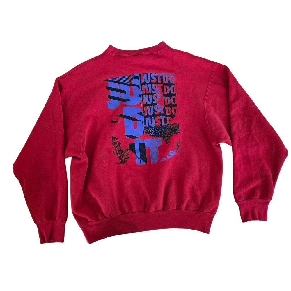 Vintage Nike Men's Red and Purple Sweatshirt Just Do It Swoosh Crewneck - Picture 7 of 8